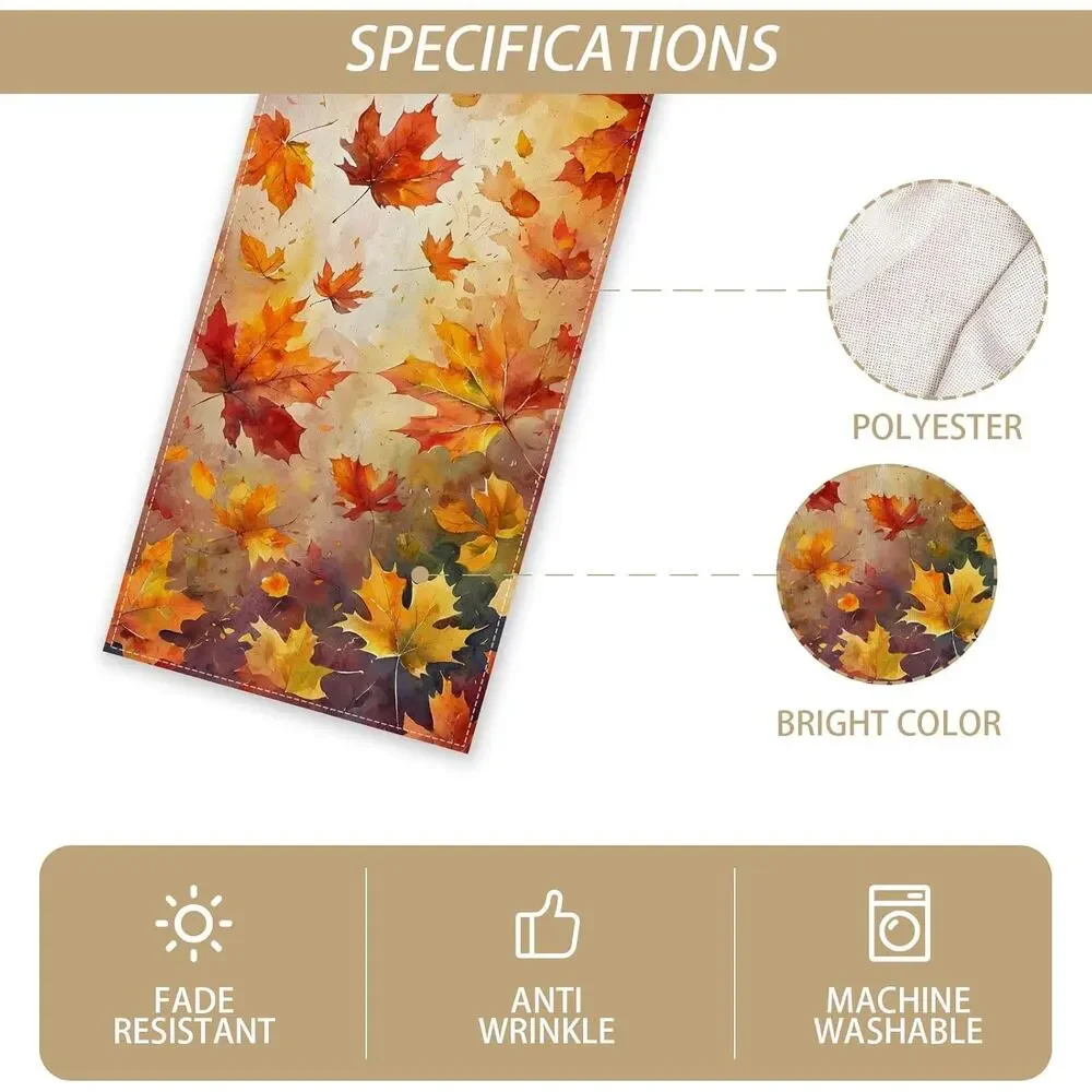 Maple Leaves Fall Table Runner,Autumn Thanksgiving Harvest